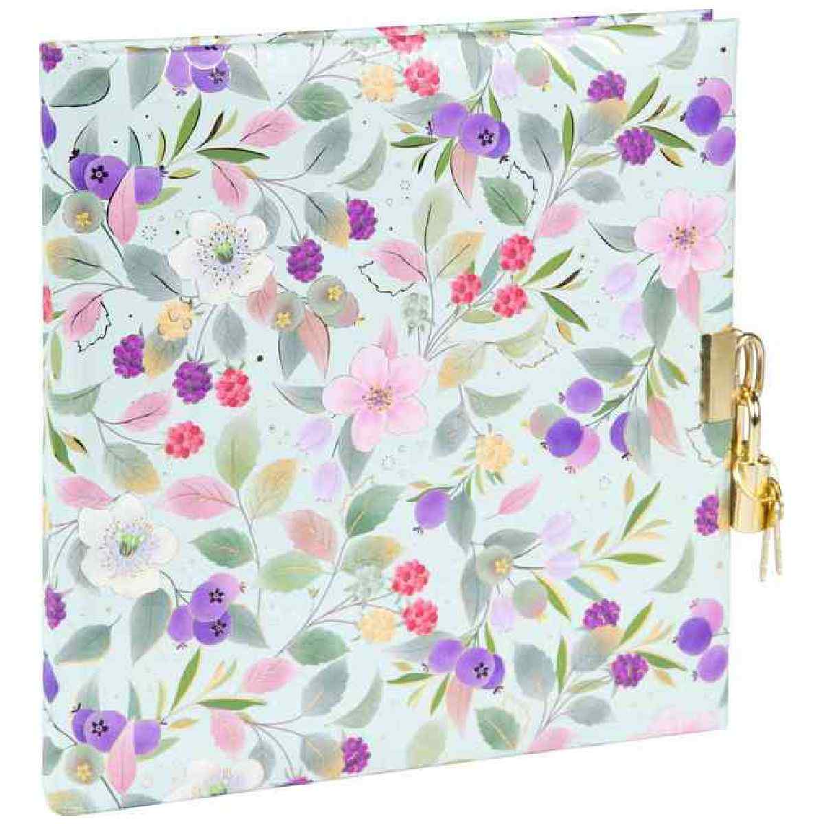 GOLDBUCH Tagebuch mit Schloss TURNOWSKY Blissful Blossom green 16,5x16,5cm 96 weiße Seiten