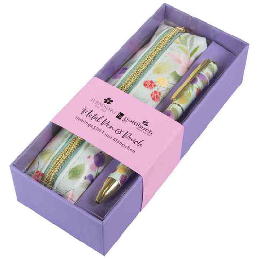 GOLDBUCH Schreibset Kugelschreiber + Etui Blissful Blossom flieder