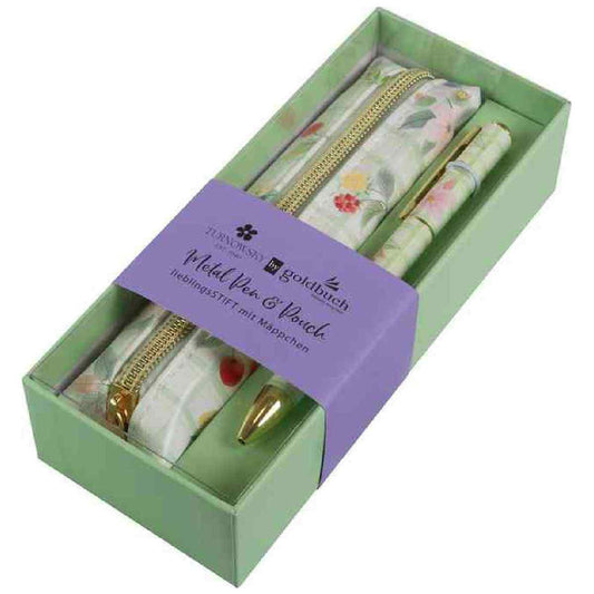GOLDBUCH Schreibset Kugelschreiber + Etui Blissful Blossom green
