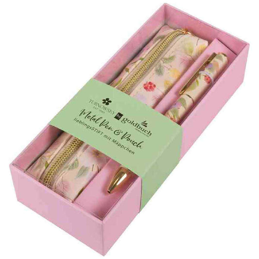 GOLDBUCH Schreibset Kugelschreiber + Etui Blissful Blossom mango