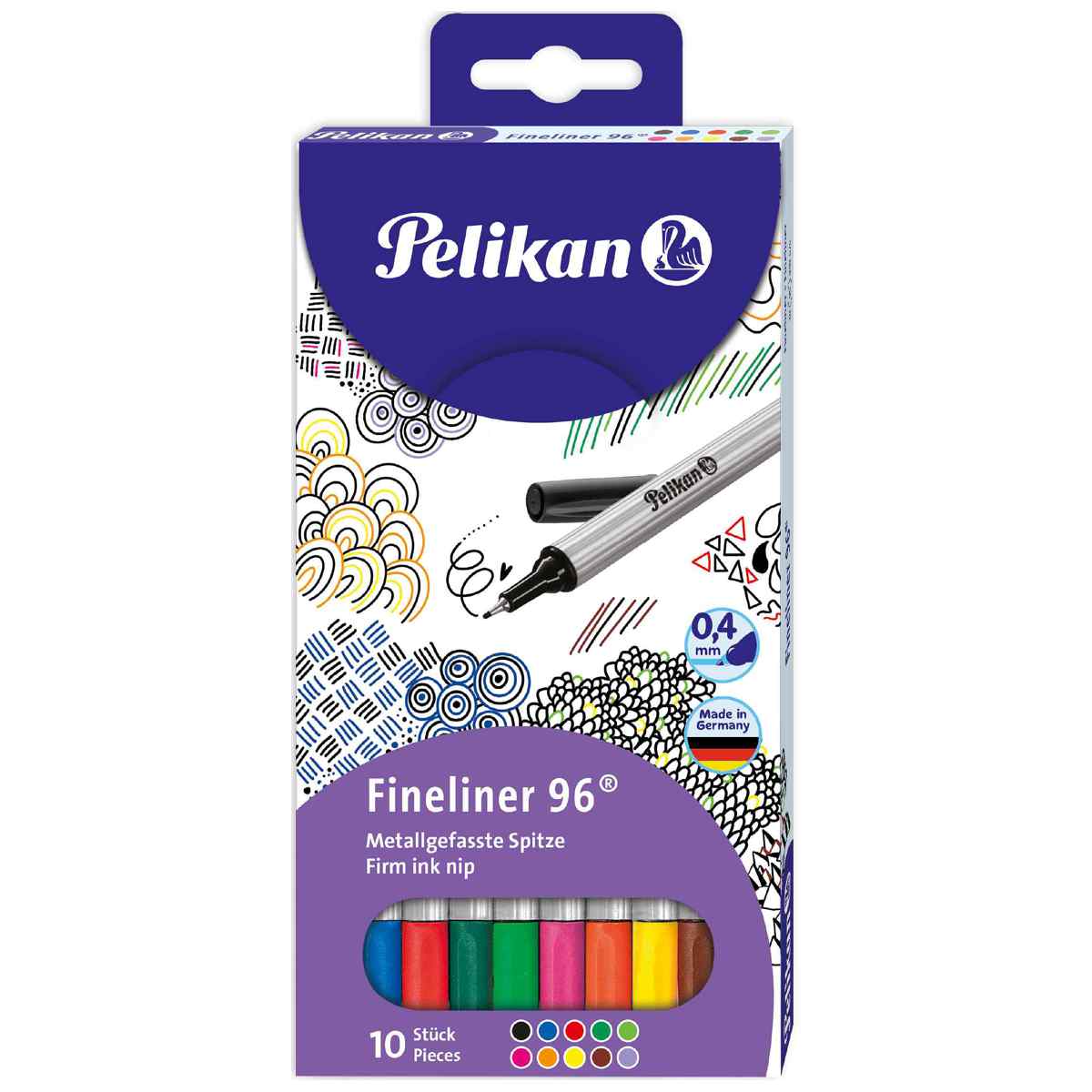 PELIKAN Fineliner 96 0,4mm 10 Stück im Papp-Etui