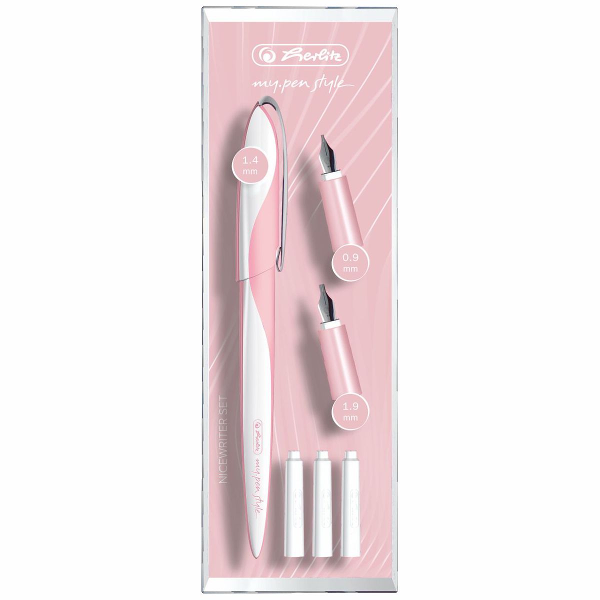 HERLITZ Nicewriter Set my.pen style Rose 0,9mm 1,4mm 1,9mm