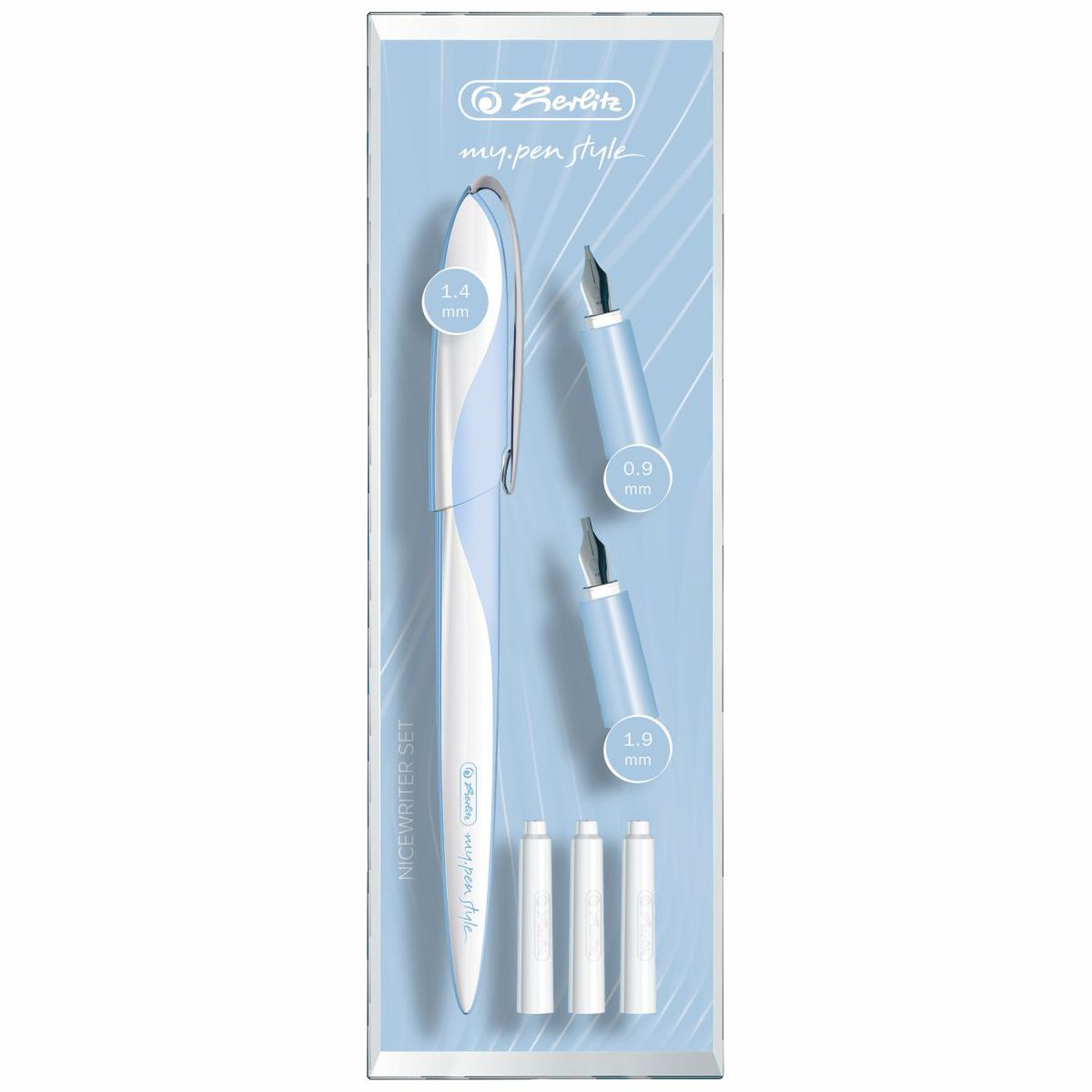 HERLITZ Nicewriter Set my.pen style light blue 0,9mm 1,4mm 1,9mm