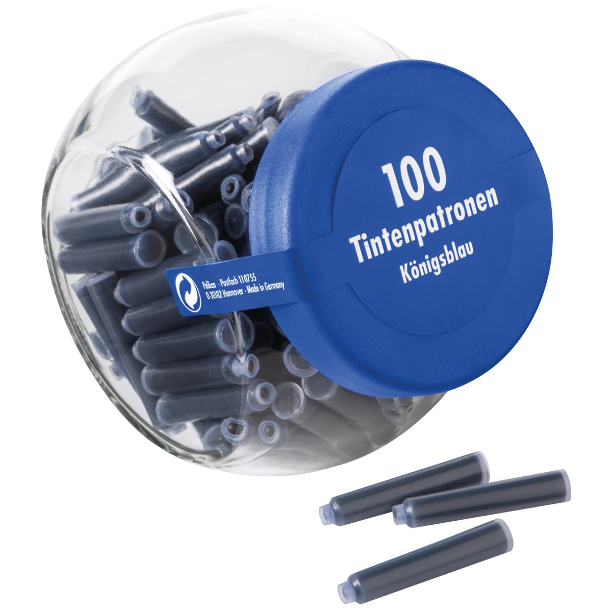 PELIKAN Tintenpatronen im Glas 100 Stück Königsblau