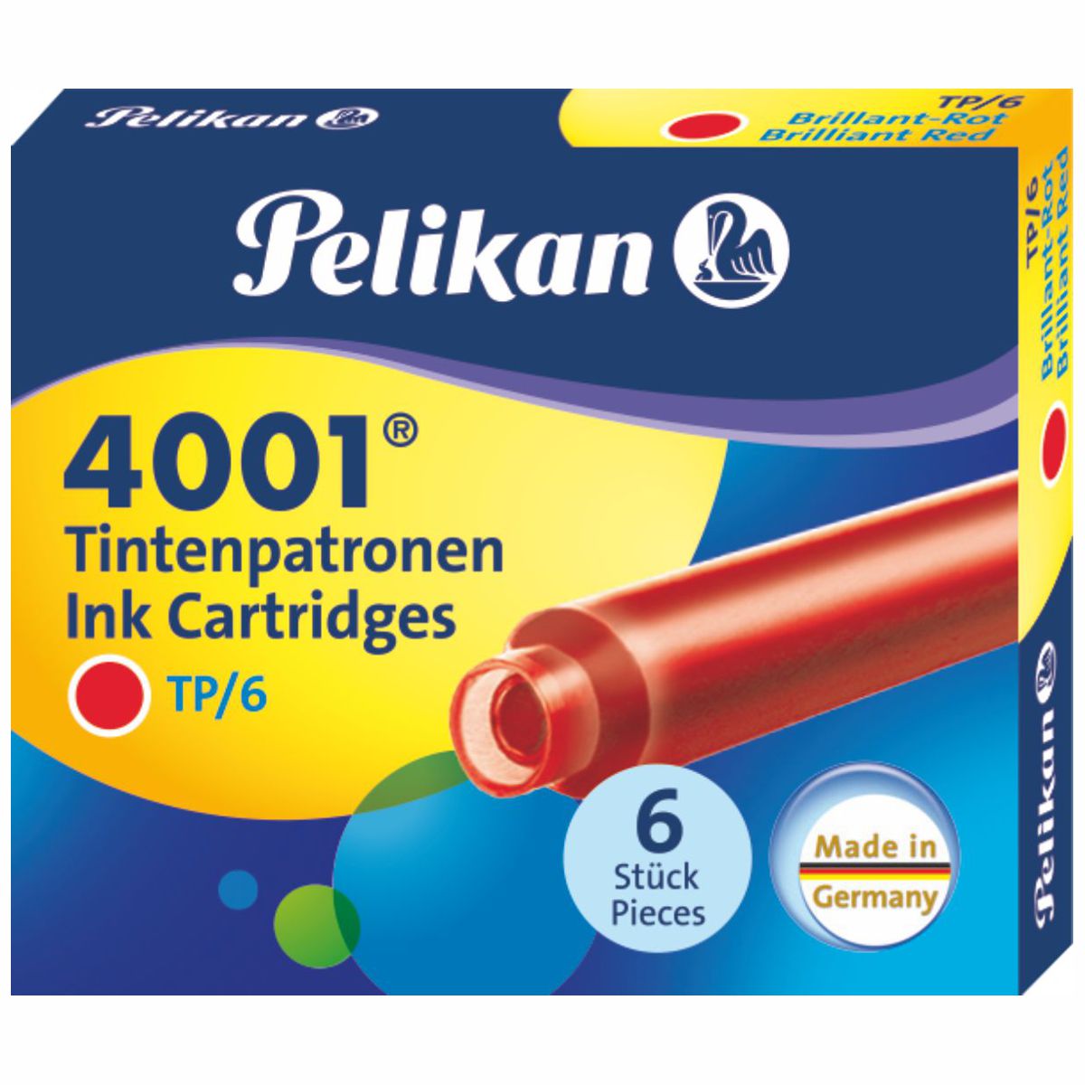 PELIKAN Tintenpatrone 4001 kurz brilliant-rot 6 Stück