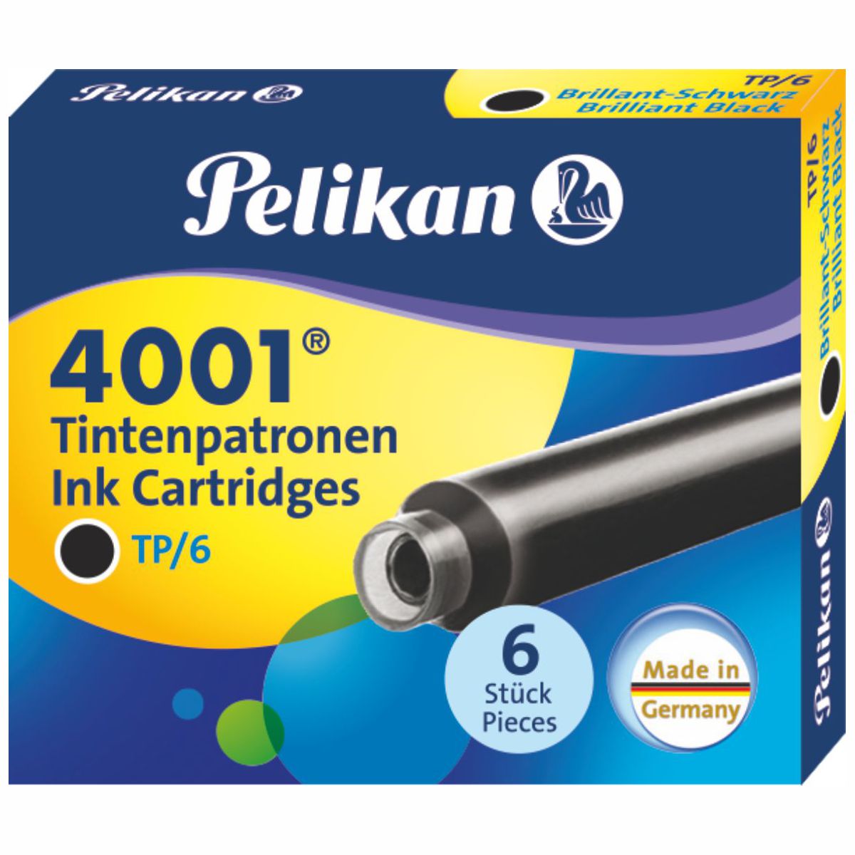 PELIKAN Tintenpatrone 4001 kurz brilliant-schwarz 6 Stück