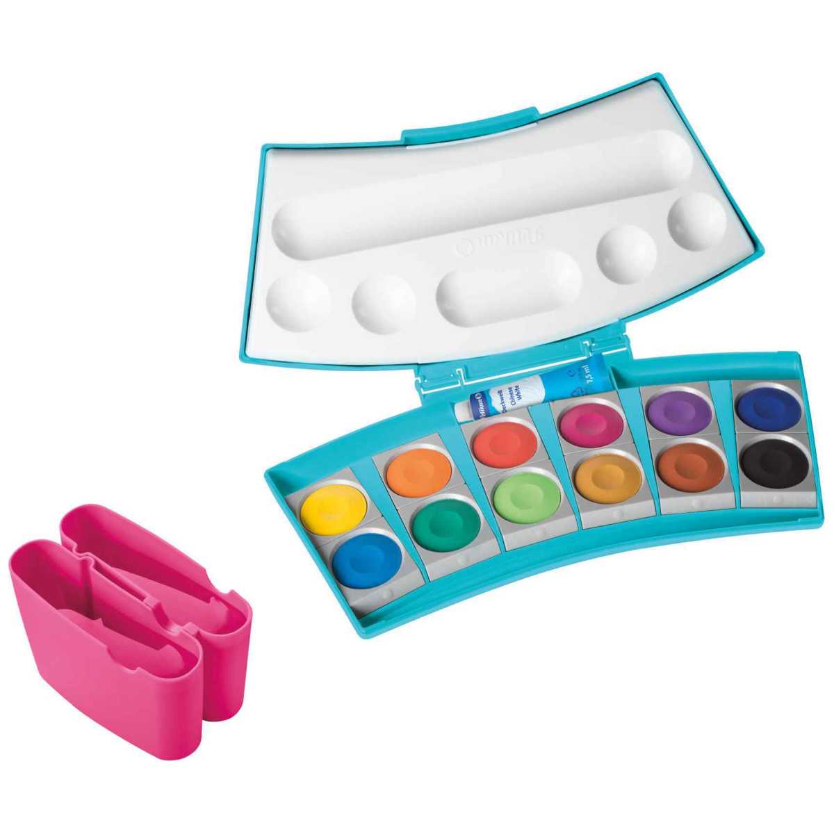 PELIKAN Deckfarbkasten ProColor türkis / pink 12 Farben + Deckweiss