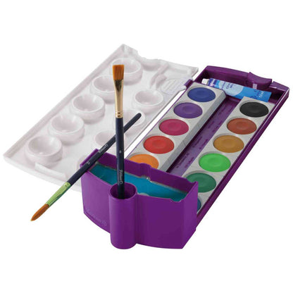 PELIKAN Malkarten / Deckfarbkasten K12 violett 12 Farben + Deckweiß
