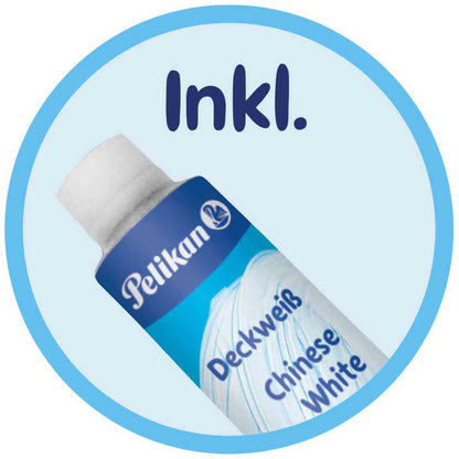 PELIKAN Malkarten / Deckfarbkasten K12 violett 12 Farben + Deckweiß