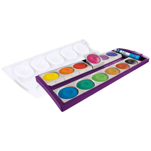PELIKAN Malkarten / Deckfarbkasten K12 violett 12 Farben + Deckweiß