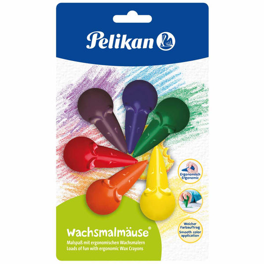 PELIKAN Wachsmalmäuse 501/6/B 6 Farben wasserfest