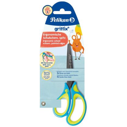 PELIKAN Schulschere Griffix spitz neon fresh blue L