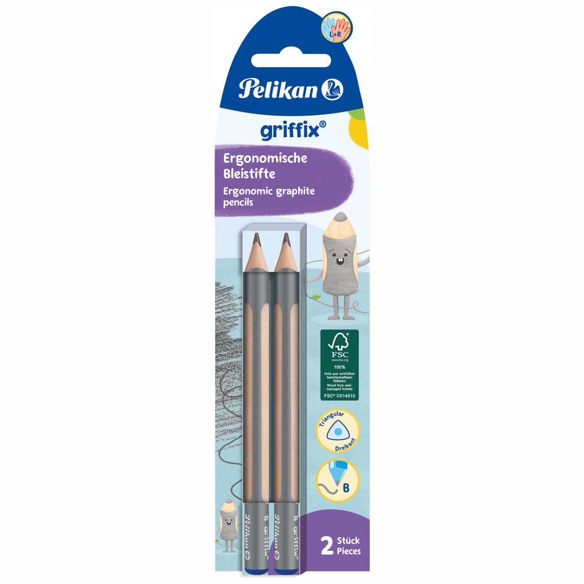 PELIKAN Ergonomischer Bleistift griffix B Nr. 2 1/2 -Doppelpack-