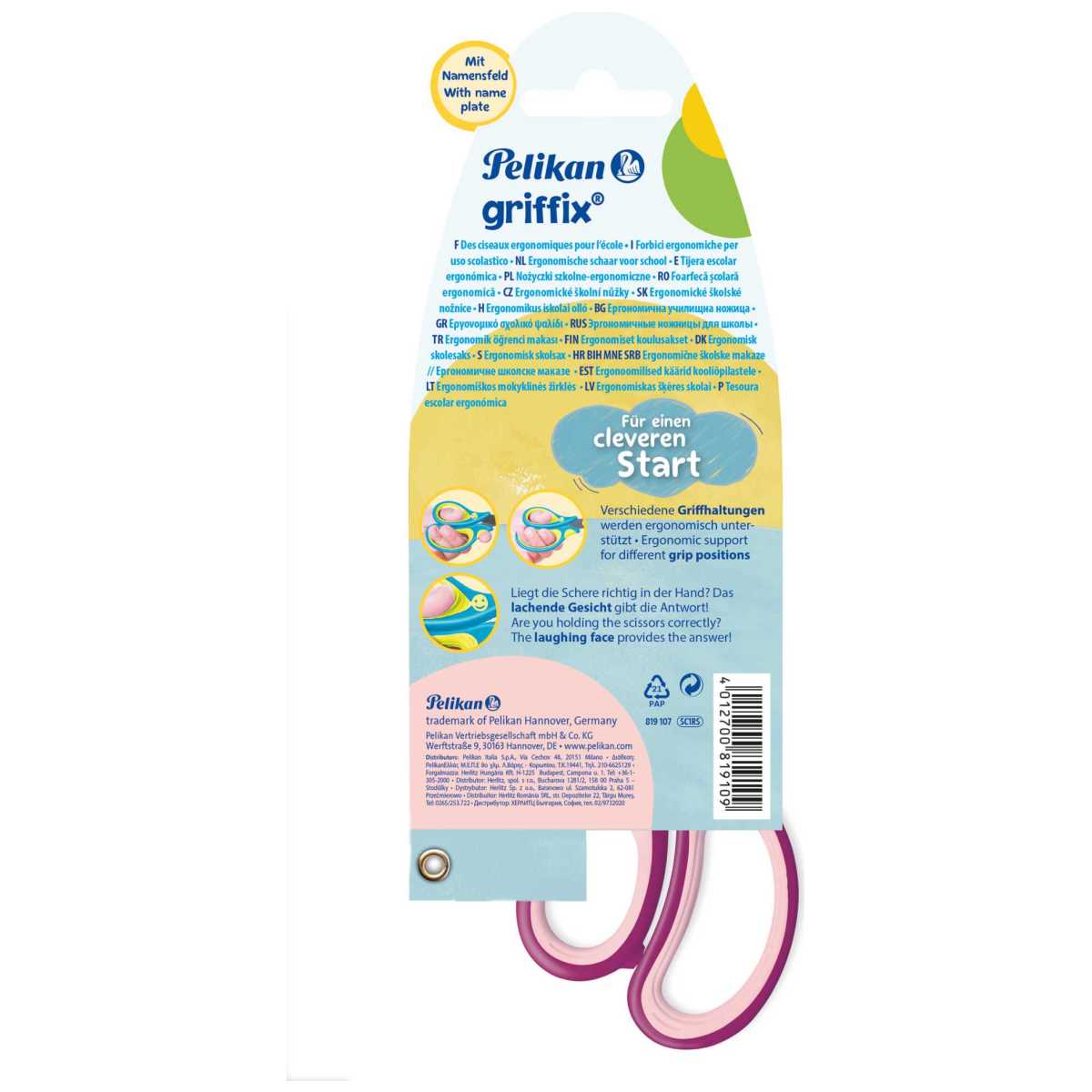 PELIKAN Schulschere Griffix spitz sweet berry R