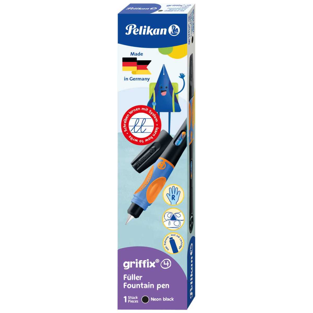 PELIKAN Füllhalter Griffix 4 Neon Black A Rechtshänder