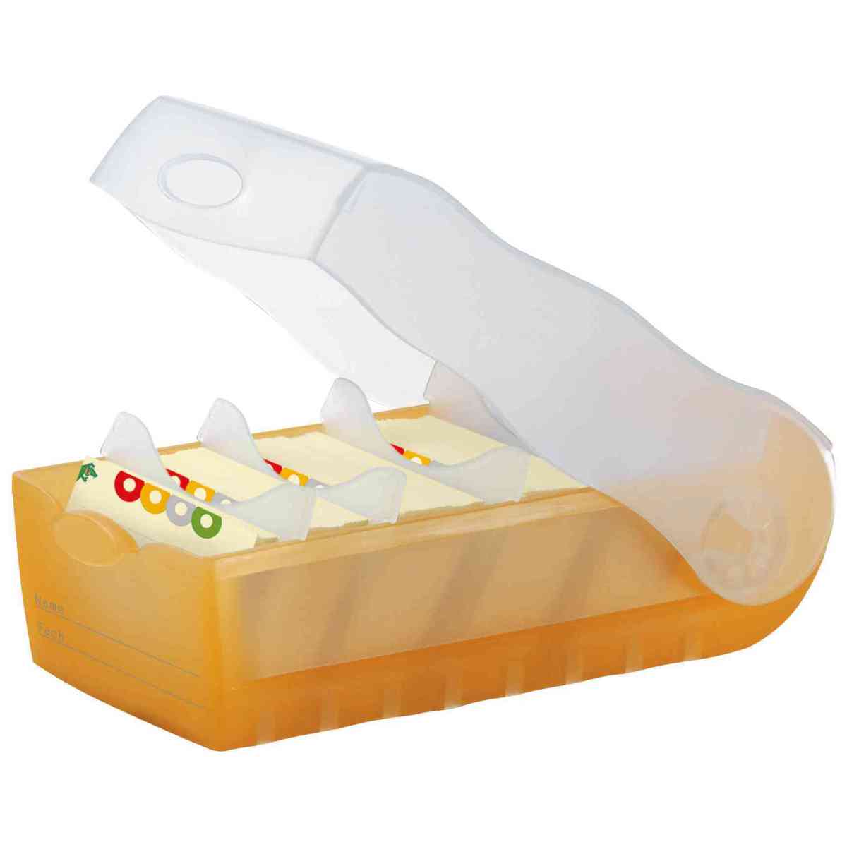 HAN Karteibox Croco A7 997-603 orange-transluzent mit 5 Stützen und 100 Karten