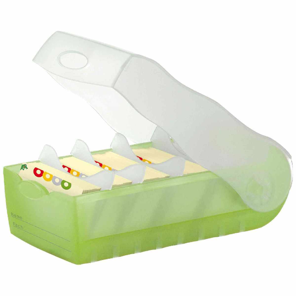 HAN Karteibox Croco A8 998-603 grün-transluzent mit 5 Stützen und 100 Karten