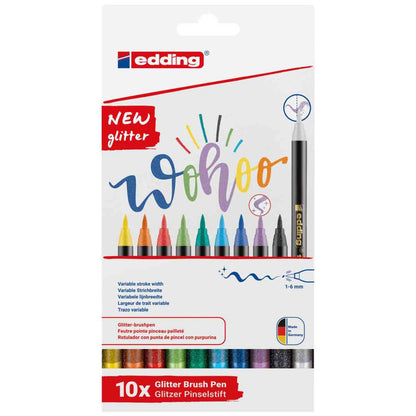 EDDING Pinselmaler Brushpen Lettering Set 1340 GLITZER 1-5mm 10 Stück