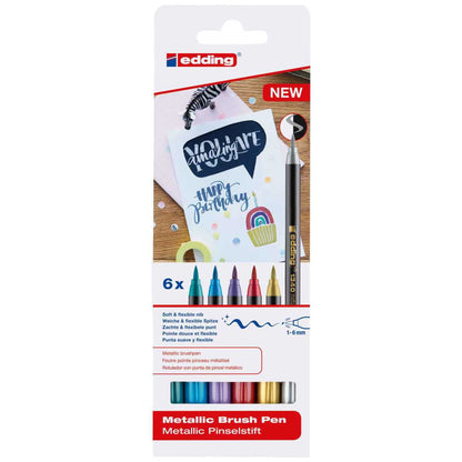 EDDING Pinselmaler Brushpen Metallic Set 1340 1-5mm 6 verschiedene Farben