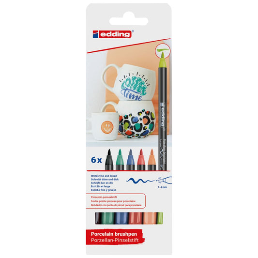 EDDING Porzellan Pinselstift 4200 6er Set -Vivid-