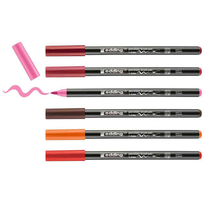 EDDING Porzellan Pinselstift 4200 6er Set -Warm Colors-
