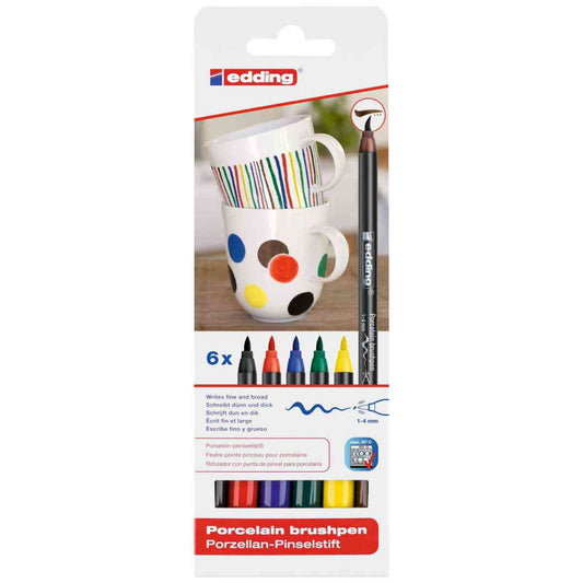 EDDING Porzellan Pinselstift 4200 6er Set -Grundfarben-