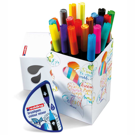 EDDING Pinselstift Brushpen 1340 Colour Happy Set 20 Farben + Mixer GRATIS