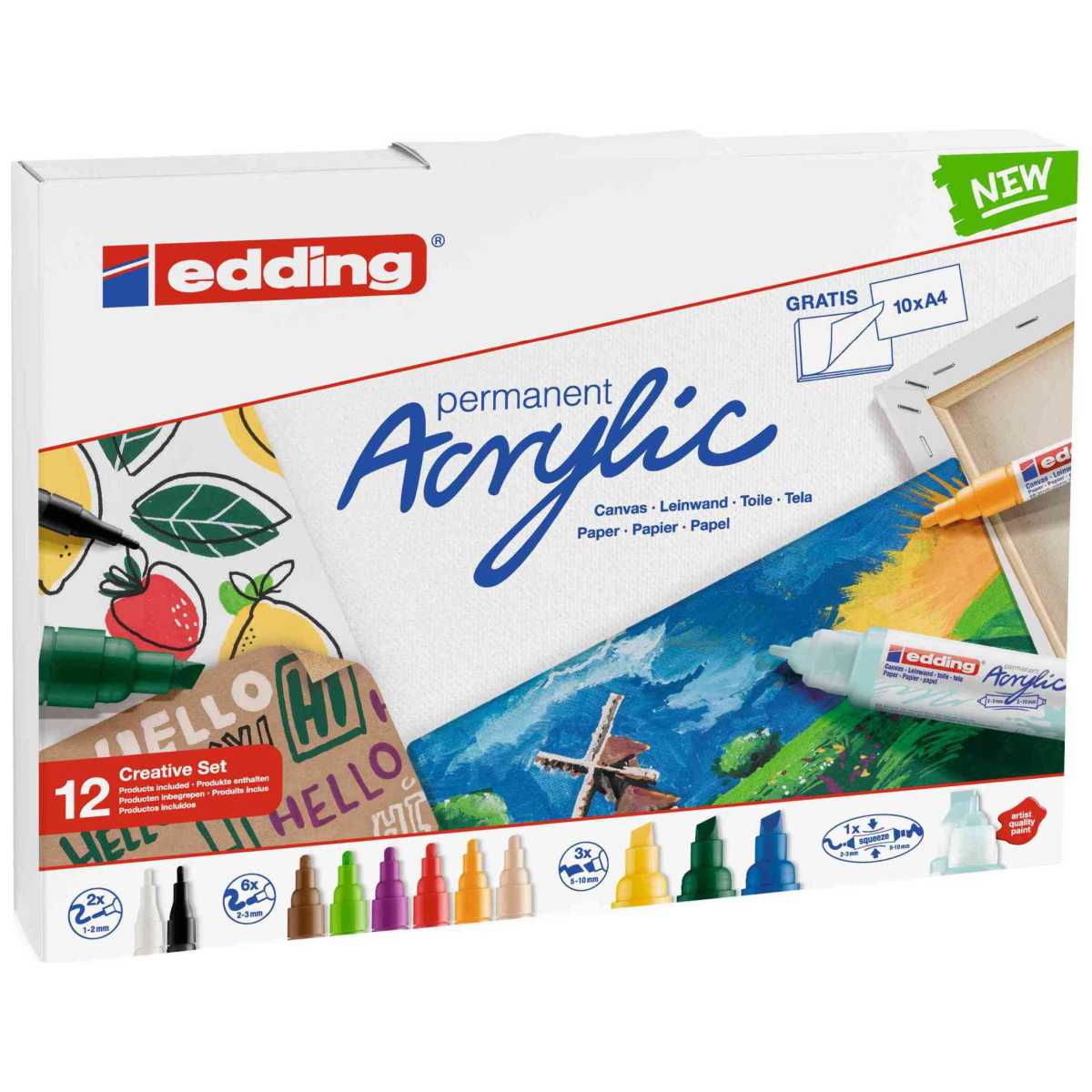EDDING Acryl-Starterset BASIC Creative Set mit 12 Stiften