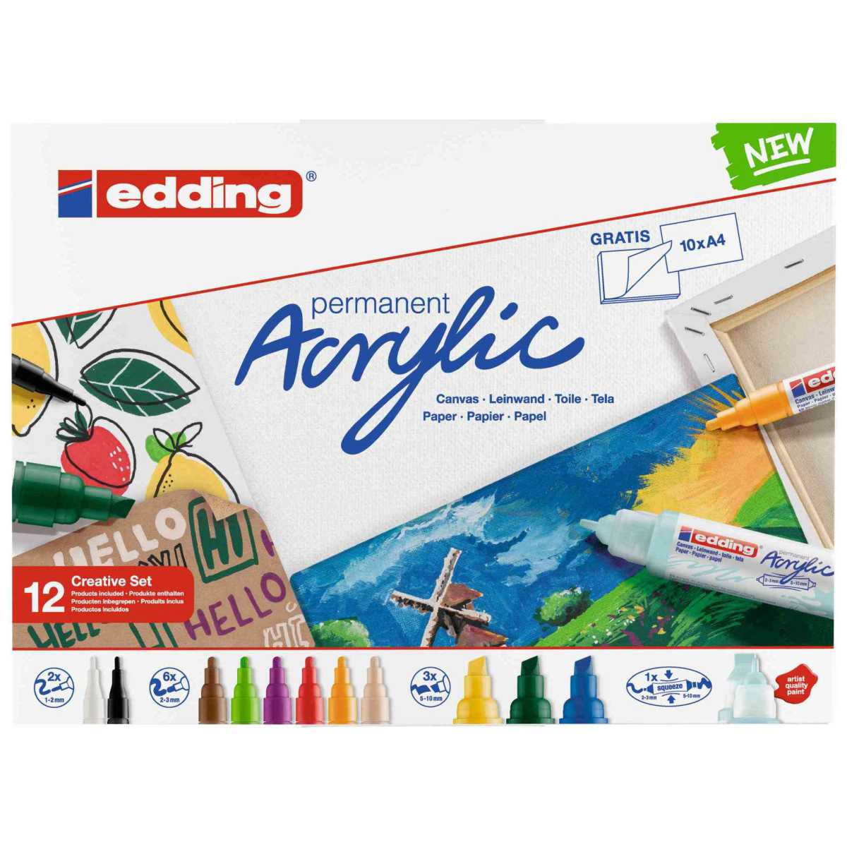 EDDING Acryl-Starterset BASIC Creative Set mit 12 Stiften