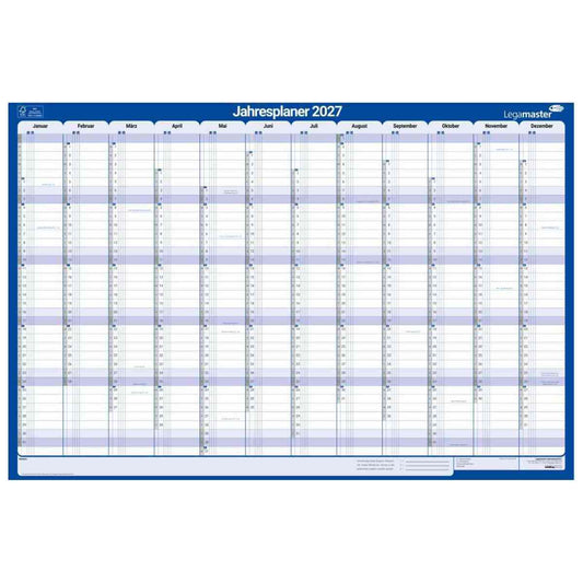 LEGAMASTER Jahresplaner 2027 7-422221-27 60x90cm folienk. 3 extra Spalten 170g