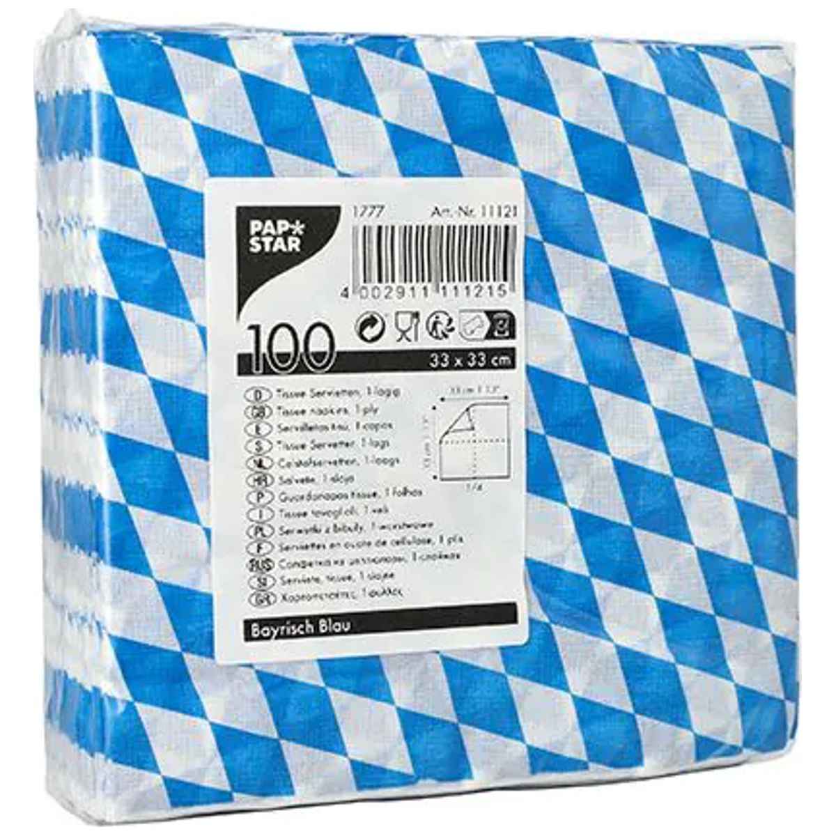PAPSTAR Damast-Servietten 33x33cm bayerische Raute 100 Stück
