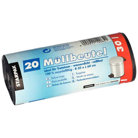 STARPAK Müllbeutel 12065 LDPE 30 Liter 17my 20 Stück grau