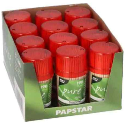 PAPSTAR Zahnstocher 65mm rund in Spenderdose 190 Stück