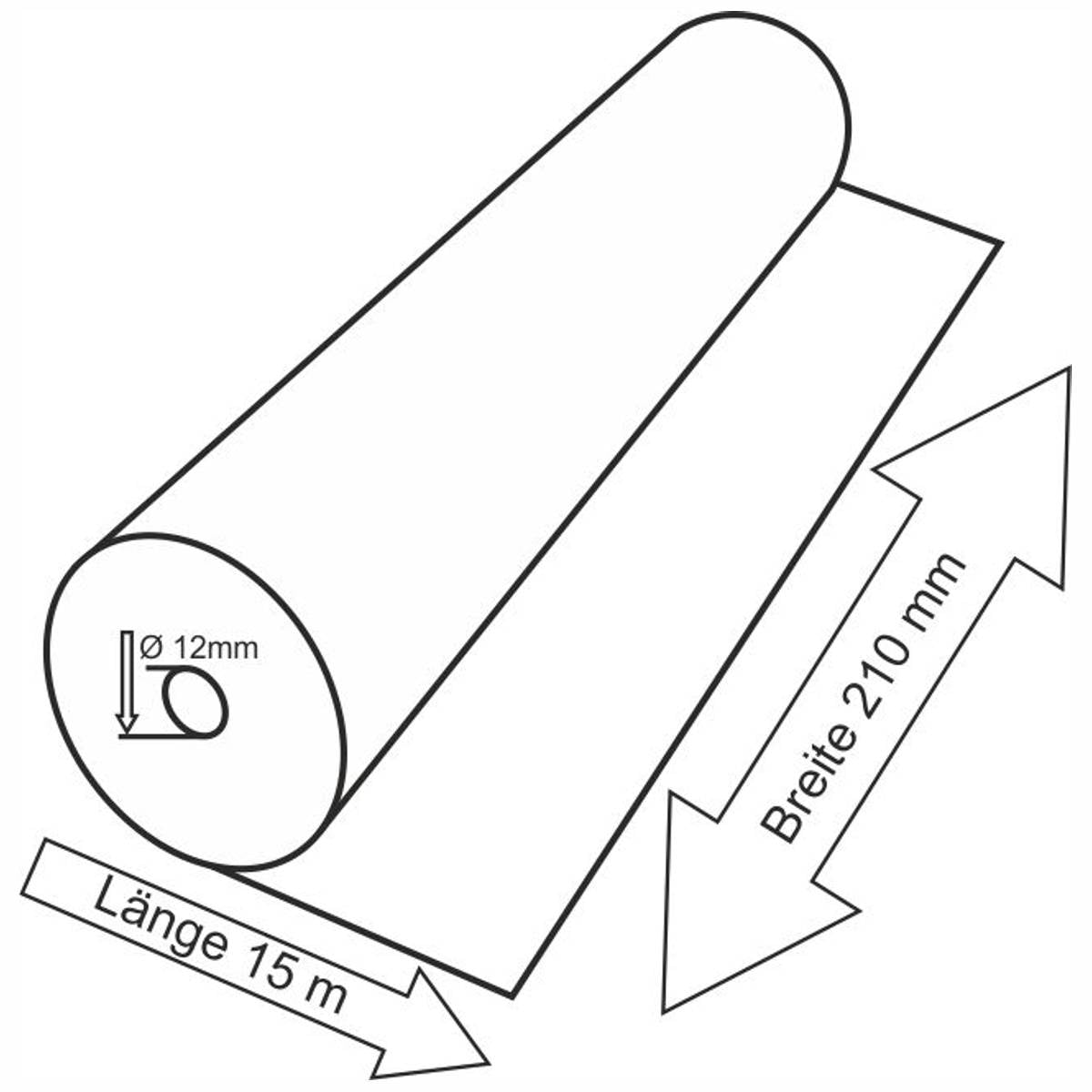 VEIT Telefaxrolle 210mm x 15m x 12mm Thermopapier, D=37mm