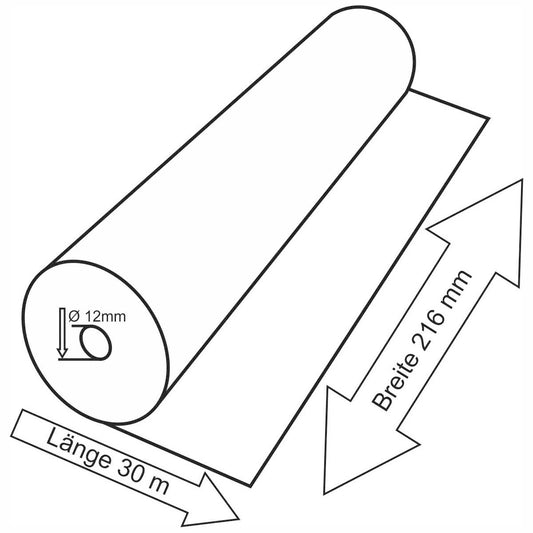 VEIT Telefaxrolle 216mm x 30m x 12mm Thermopapier