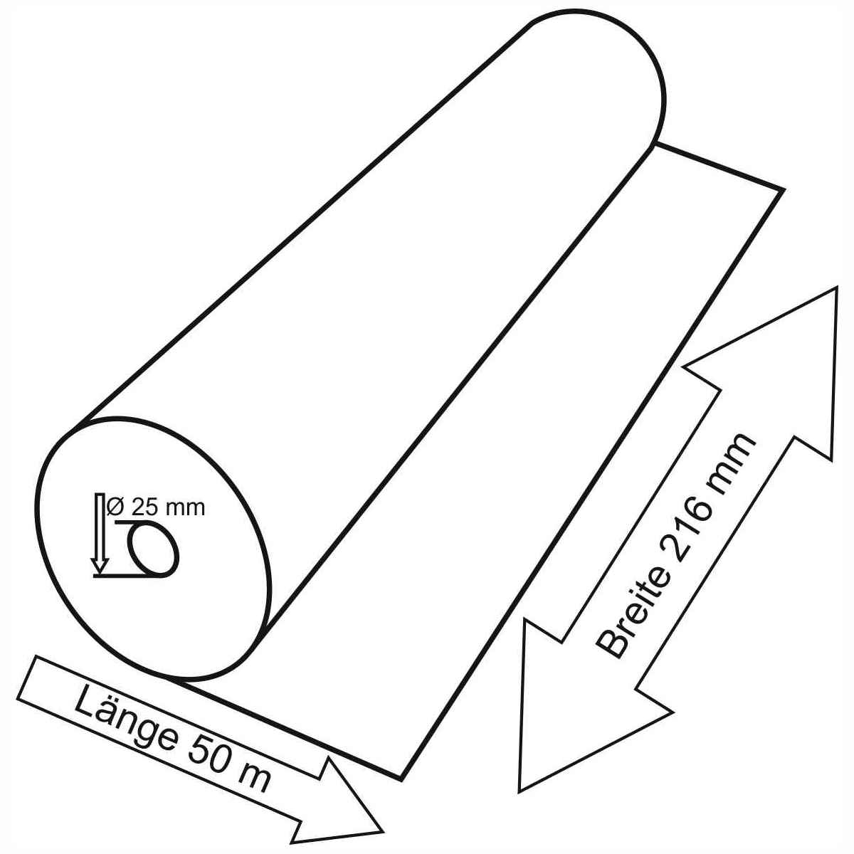 VEIT Telefaxrolle 216mm x 50m x 25mm Thermopapier