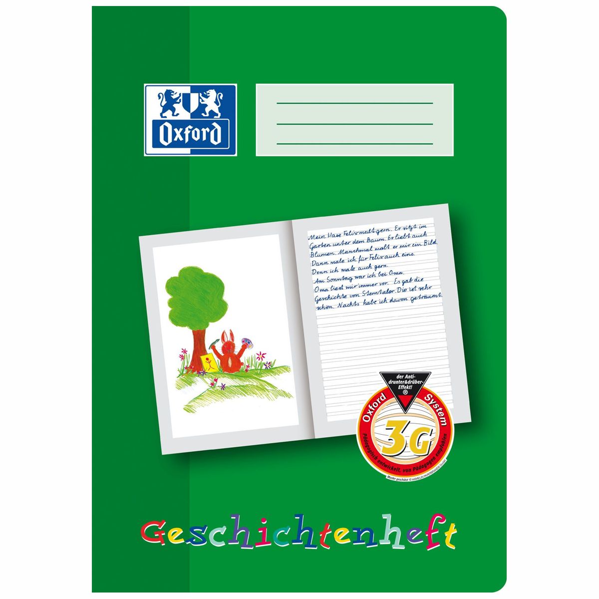 OXFORD Geschichtenheft A4 16  Blatt Lineatur 3G hoch 90g