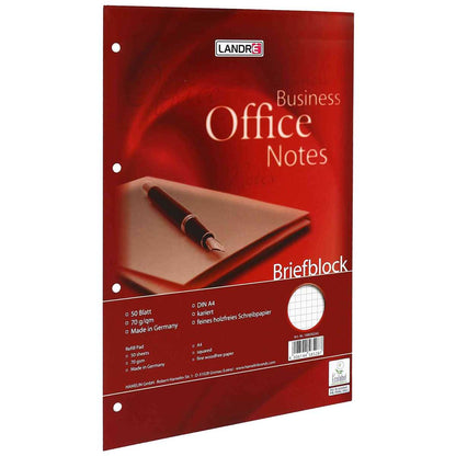 LANDRE Briefblock OFFICE A4 50 Blatt kariert 4-fach gelocht 10 Stück