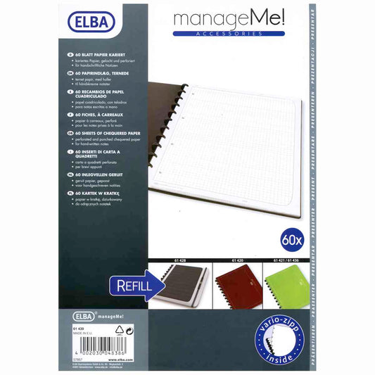 ELBA manageMe! Einlageblätter Papier A4 kariert 60 Blatt