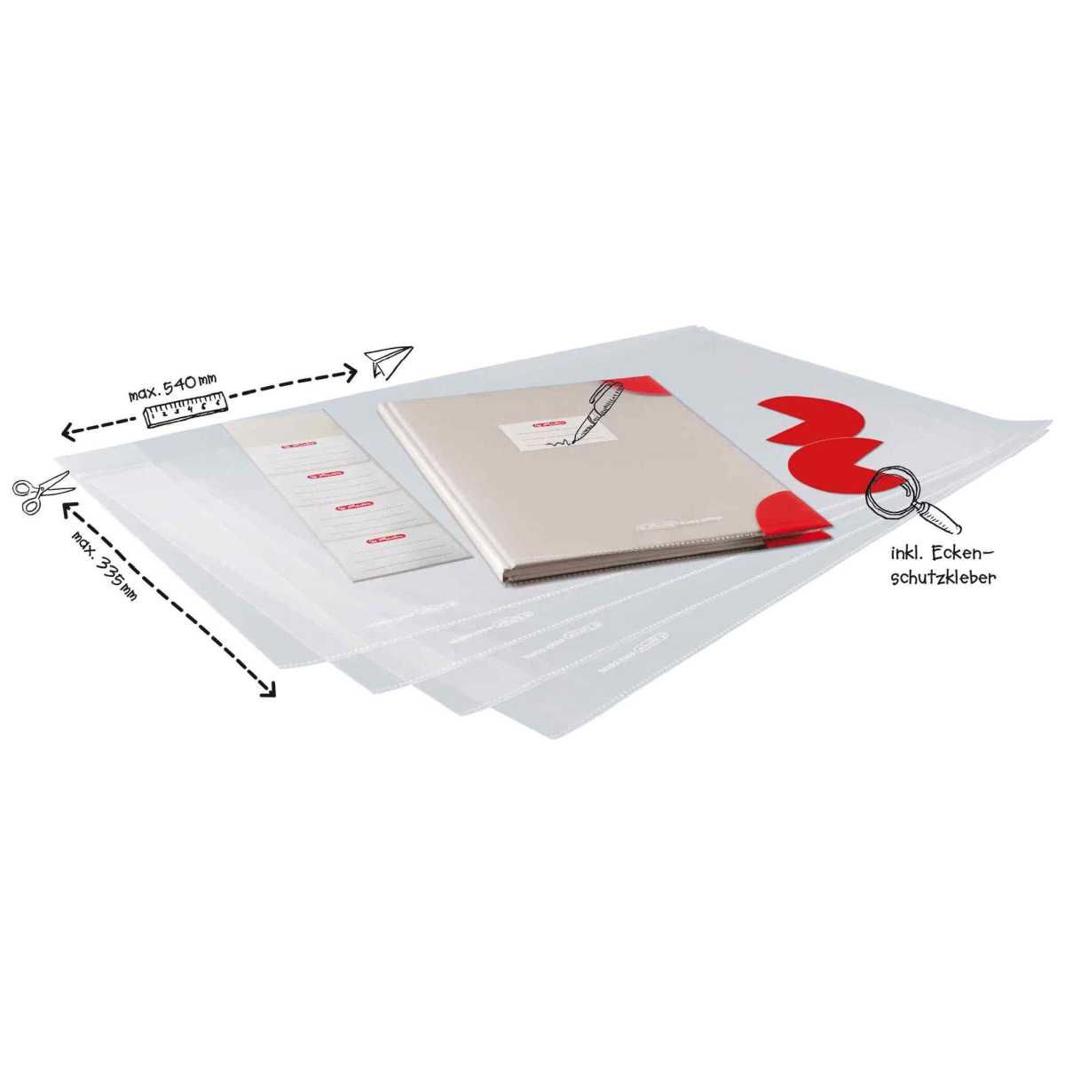 HERLITZ Buchhülle easy cover transparent 5 Stück