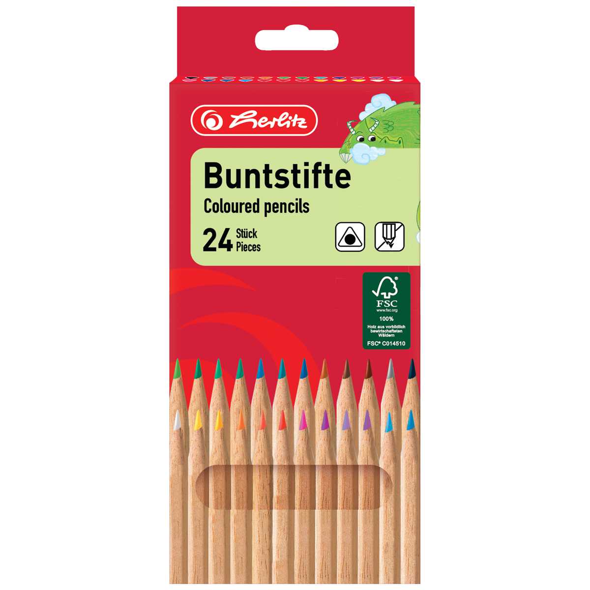 HERLITZ Farbstifte sechskant natur 24 Farben unlackiert