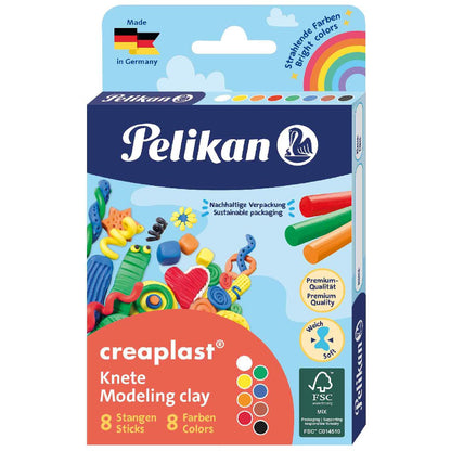 PELIKAN Knetmasse Creaplast in Faltschachtel 8 Stangen = 8 Farben, 160g