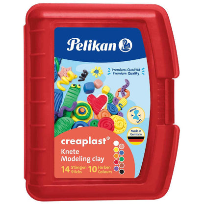PELIKAN Knetmasse Creaplast Kinderknete in Box rot, 14 Stangen - 10 Farben