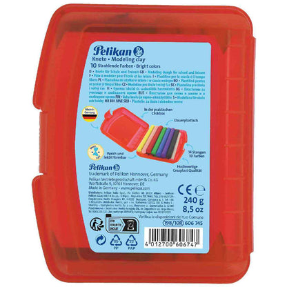 PELIKAN Knetmasse Creaplast Kinderknete in Box rot, 14 Stangen - 10 Farben