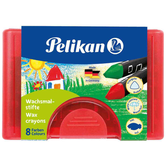 PELIKAN Wachsmalkreide wasserfest 8 Farben in Kunststoffbox