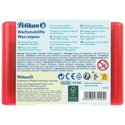 PELIKAN Wachsmalkreide wasserfest 8 Farben in Kunststoffbox