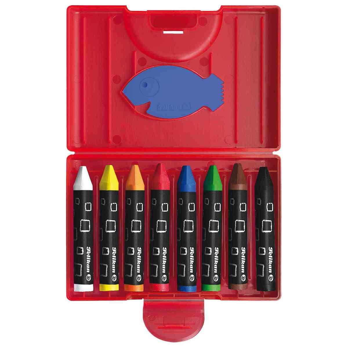 PELIKAN Wachsmalkreide wasserfest 8 Farben in Kunststoffbox