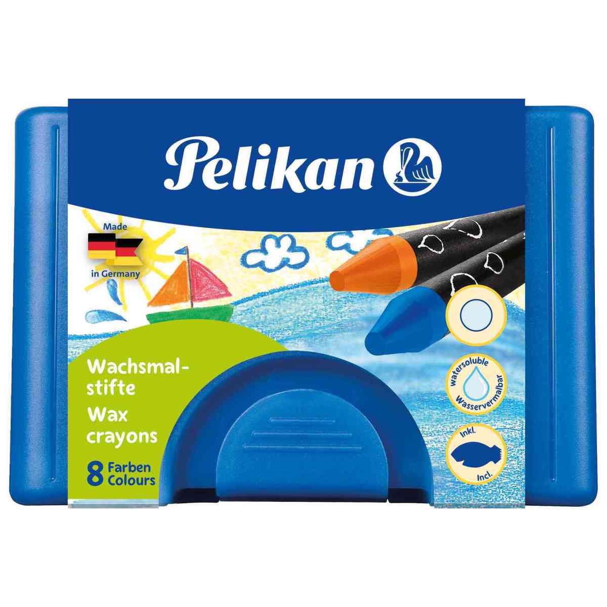 PELIKAN Wachskreide rund 8 Farben wasservermalbar