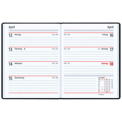 HERLITZ Taschenkalender A6 2027 1 Woche = 2 Seiten 208 Seiten Folie