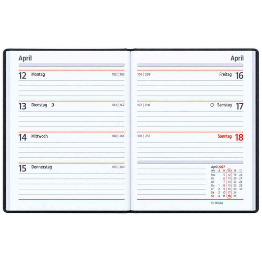 HERLITZ Taschenkalender A6 2027 1 Woche = 2 Seiten 208 Seiten Folie